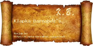 Klapka Barnabás névjegykártya
