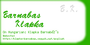 barnabas klapka business card